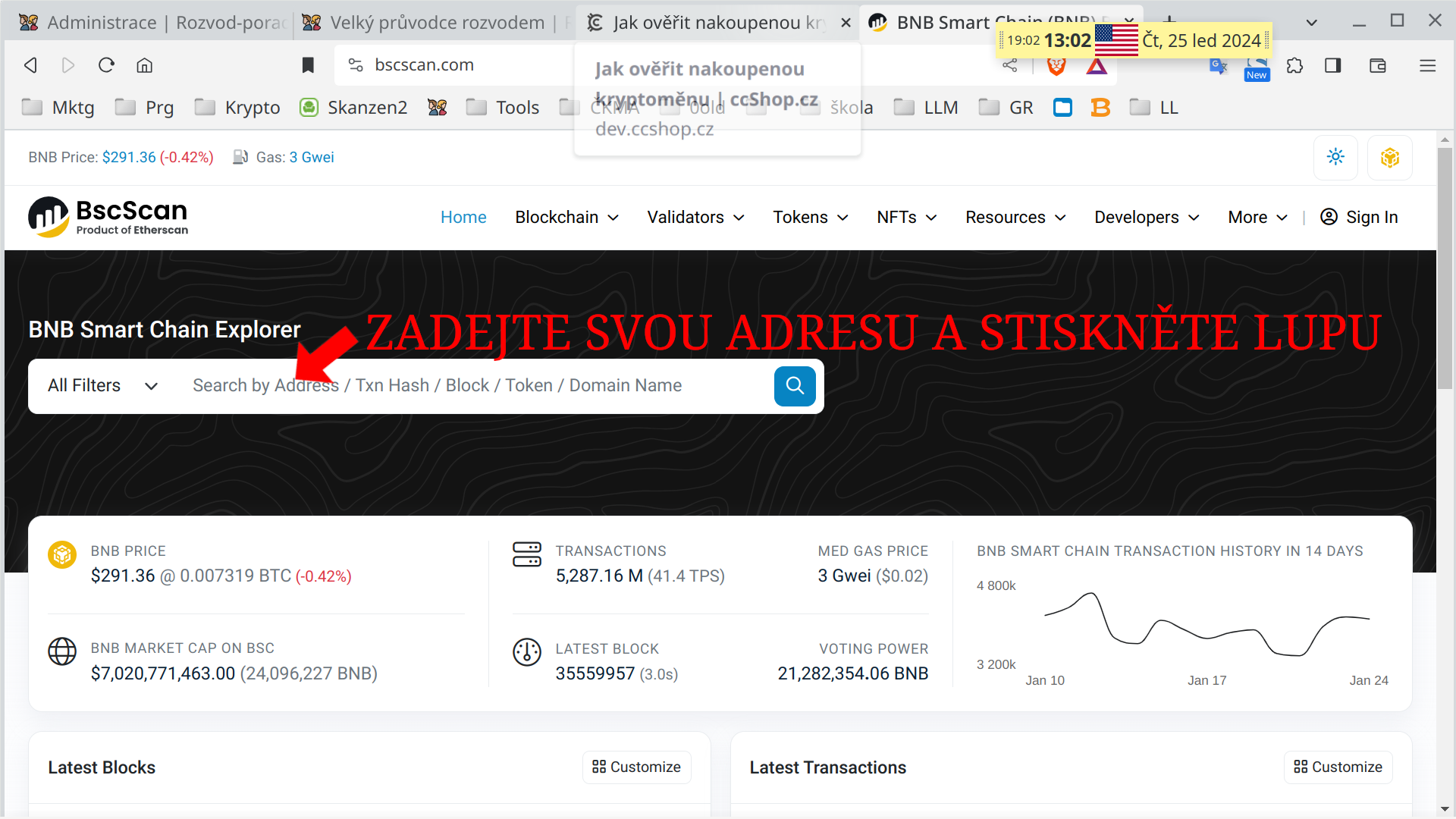 Overenie stavu Binance coin peňaženky